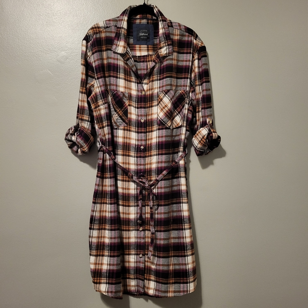 Size XXL Jachs Girlfriend New York Orange/Cream/Purple & Black Button-Down Dress